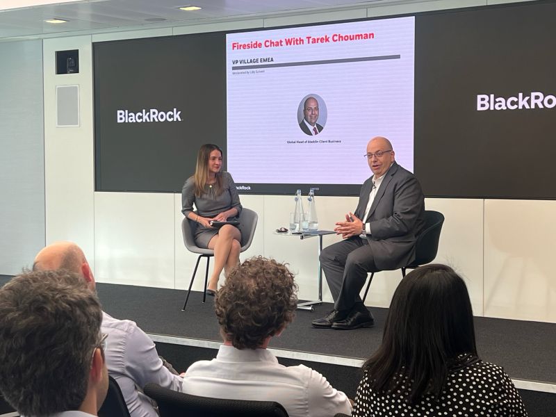 Tarek Chouman at a BlackRock fireside chat discussing the future of investment technology
